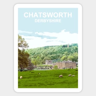 Chatsworth Derbyshire Peak District. Travel location poster Sticker